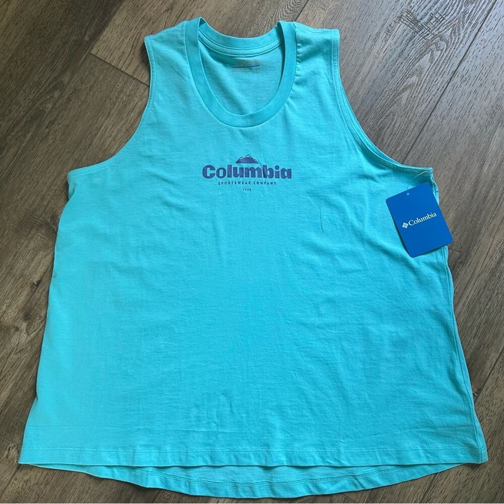 NWT!! Women’s Columbia Blue Tank Top, North Cascades, 100% Cotton,‎ Large